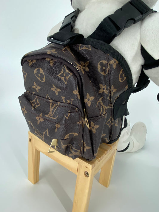 Mini luxury designer dog harness backpack.